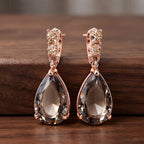 Champagne Teardrop Crystal Rose Gold Drop Earrings
