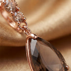 Champagne Teardrop Crystal Rose Gold Drop Earrings