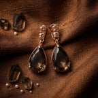 Champagne Teardrop Crystal Rose Gold Drop Earrings