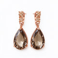 Champagne Teardrop Crystal Rose Gold Drop Earrings