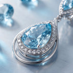 Aqua Teardrop Halo Crystal Drop Earrings