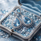 Aqua Teardrop Halo Crystal Drop Earrings