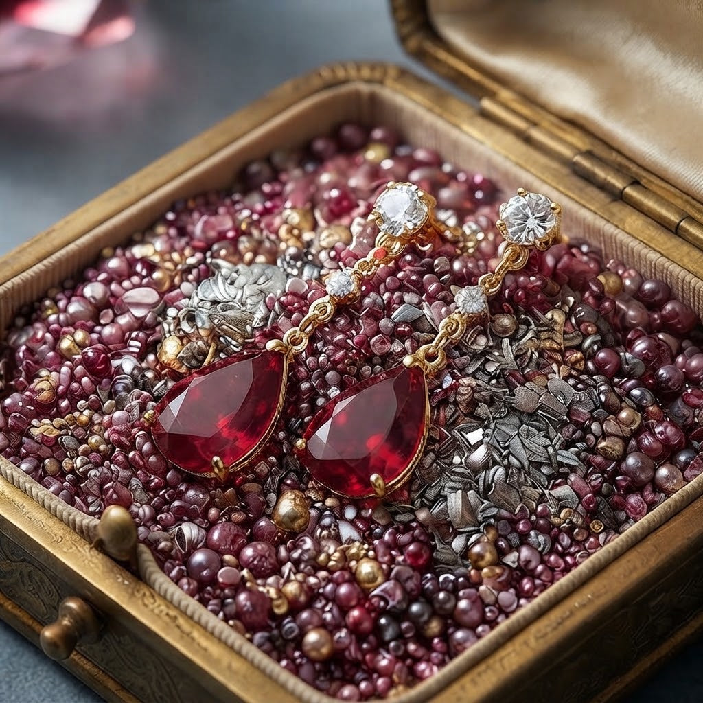 Ruby Teardrop Crystal Drop Earrings