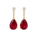 Ruby Teardrop Crystal Drop Earrings