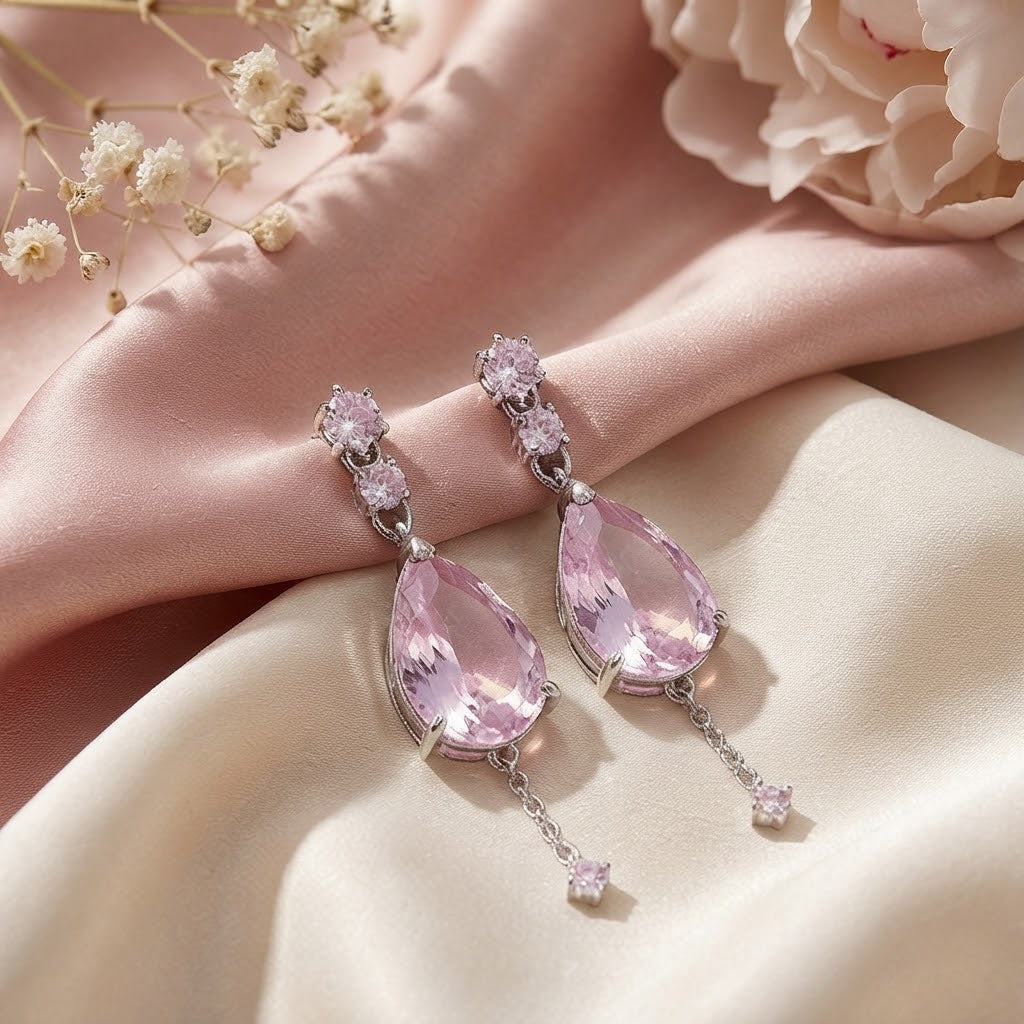 Lavender Teardrop Crystal Drop Earrings