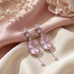 Lavender Teardrop Crystal Drop Earrings