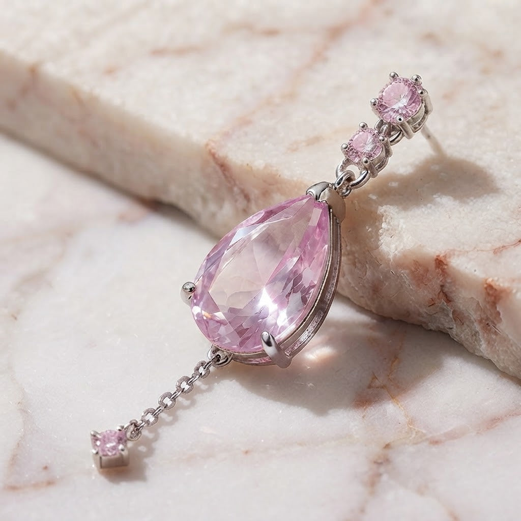 Lavender Teardrop Crystal Drop Earrings