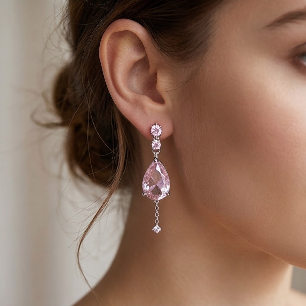 Lavender Teardrop Crystal Drop Earrings
