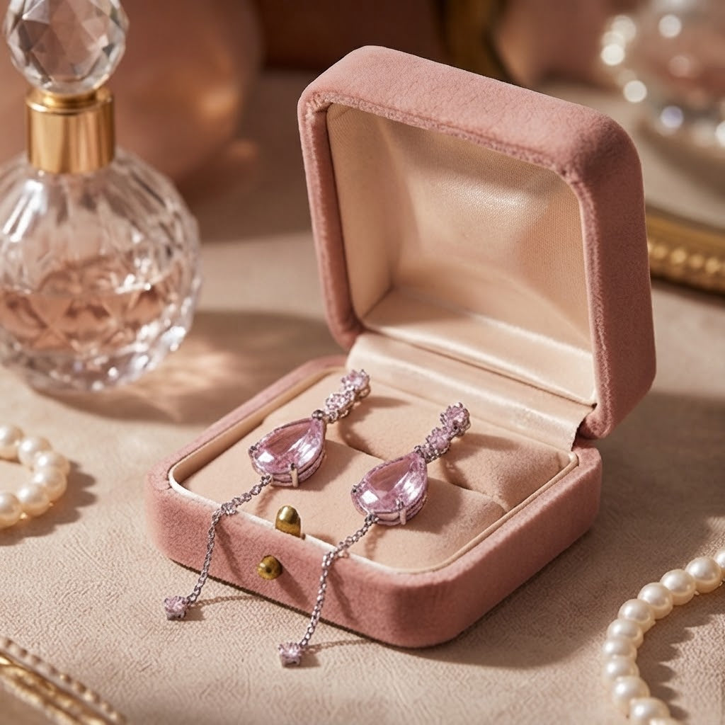 Lavender Teardrop Crystal Drop Earrings