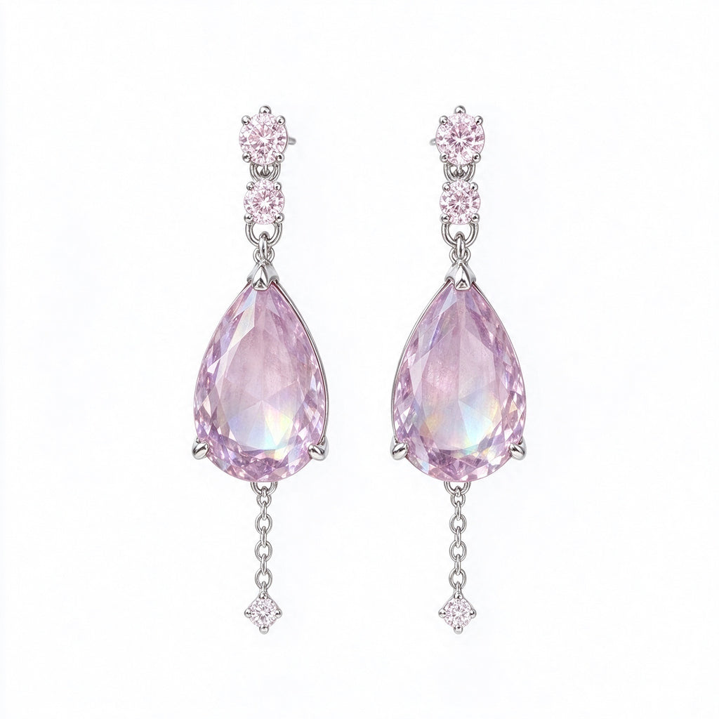 Lavender Teardrop Crystal Drop Earrings