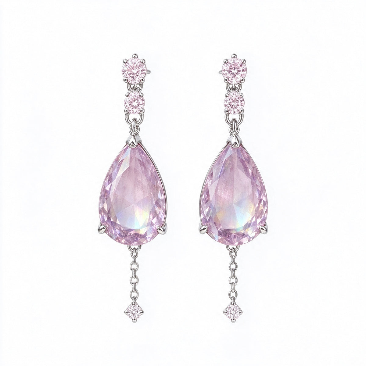 Lavender Teardrop Crystal Drop Earrings