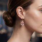 Pink Teardrop Halo Crystal Drop Earrings