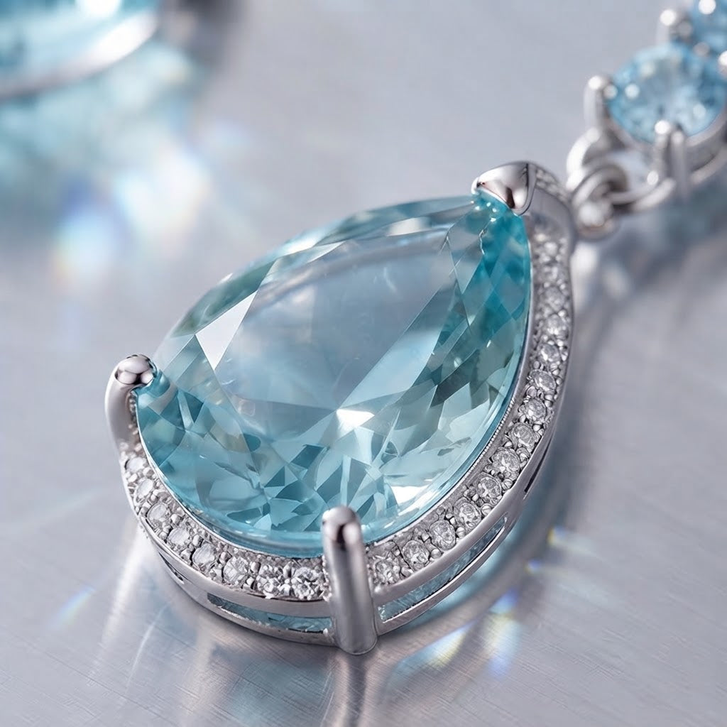 Aqua Serenity Teardrop Crystal Drop Earrings