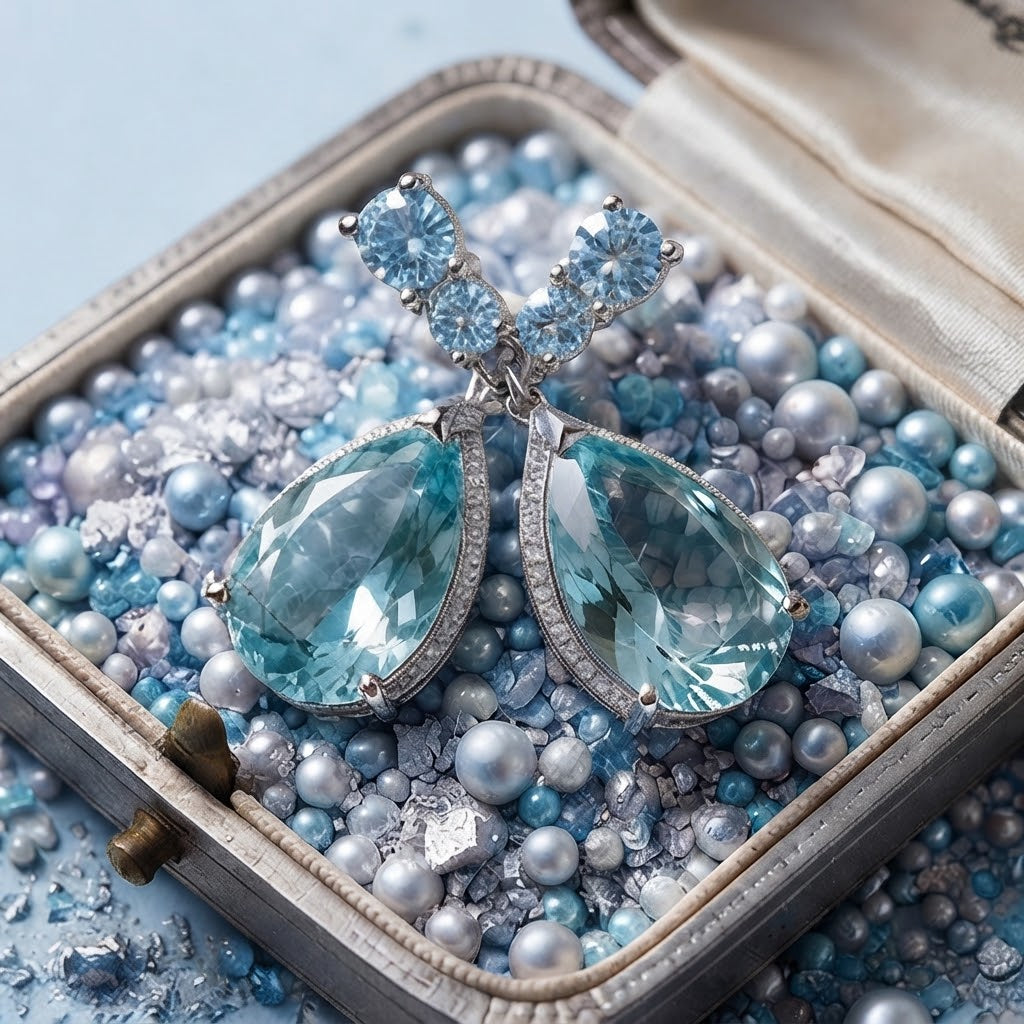 Aqua Serenity Teardrop Crystal Drop Earrings