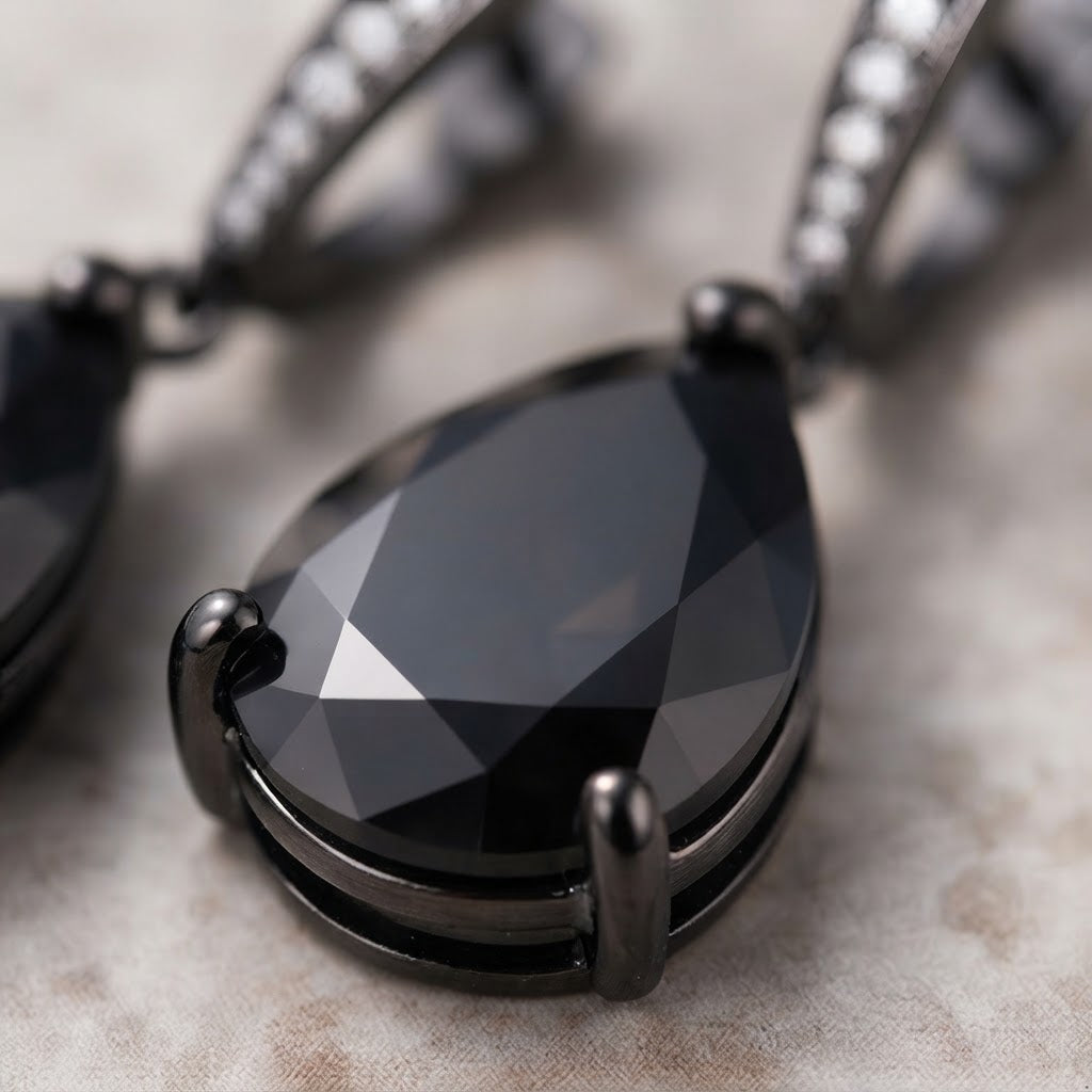 Midnight Noir Black Crystal Teardrop Earrings