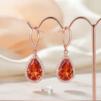 Aurora Fire Teardrop Crystal Rose Gold Earrings