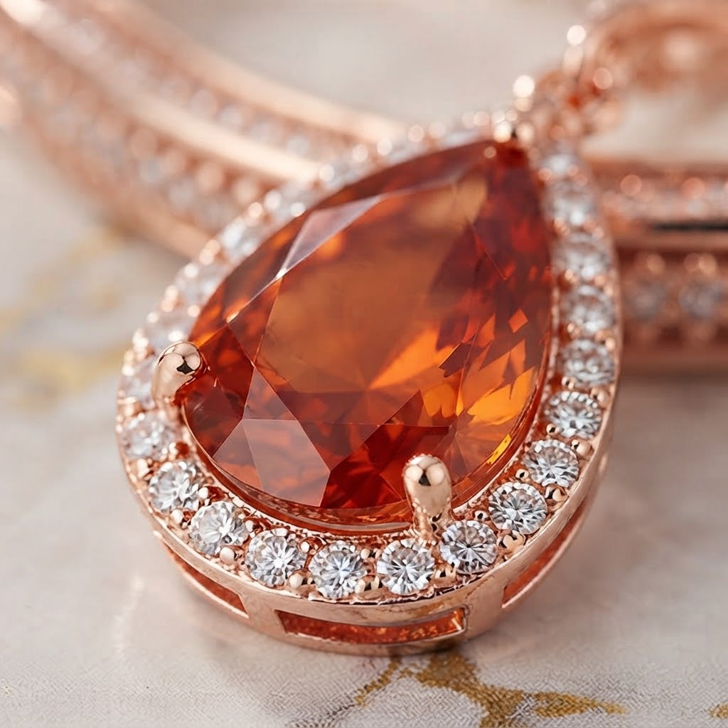 Aurora Fire Teardrop Crystal Rose Gold Earrings