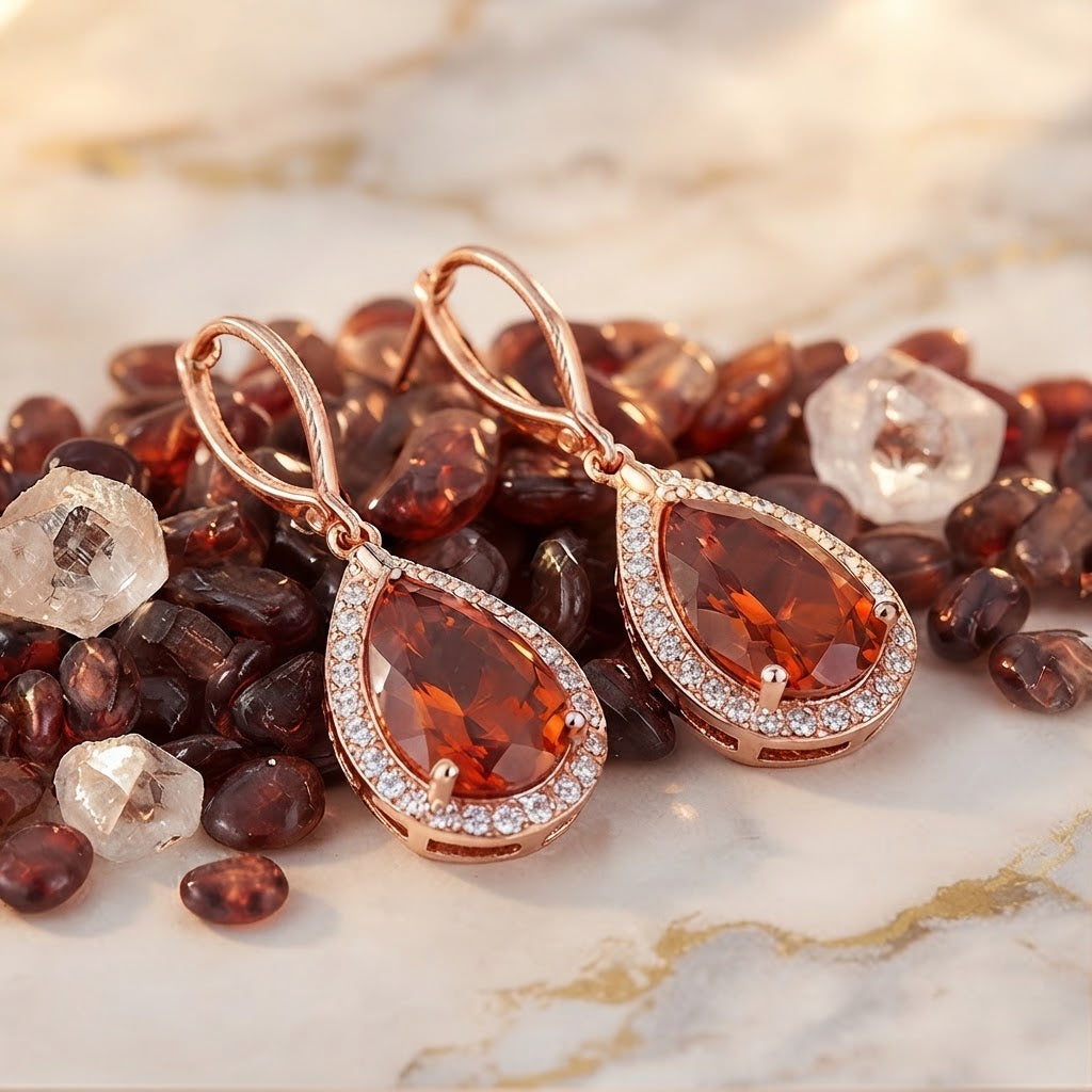 Aurora Fire Teardrop Crystal Rose Gold Earrings