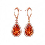 Aurora Fire Teardrop Crystal Rose Gold Earrings