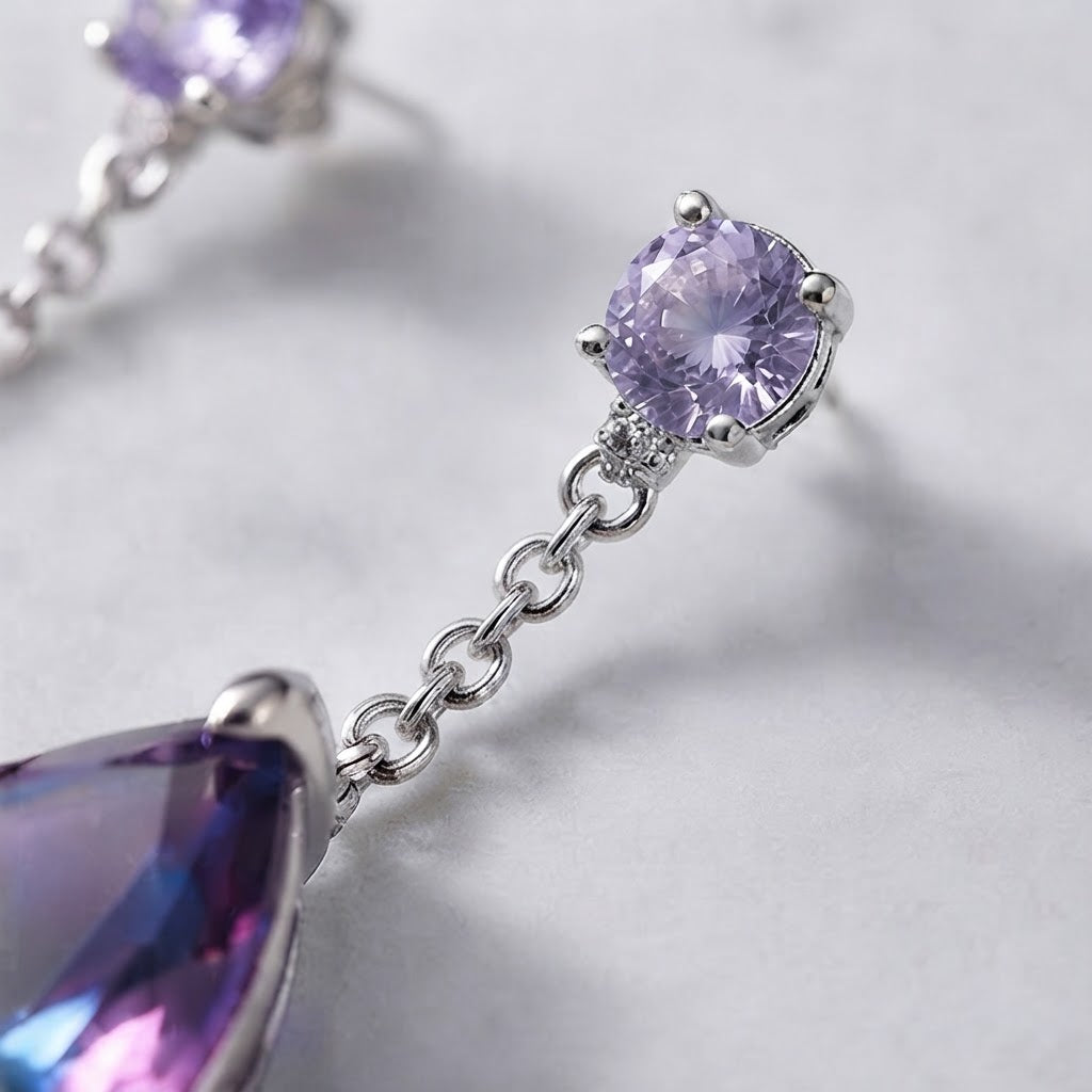Mystic Aurora Purple Teardrop Crystal Earrings