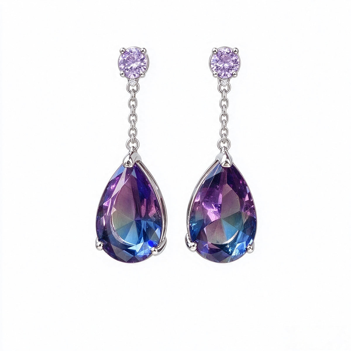 Mystic Aurora Purple Teardrop Crystal Earrings