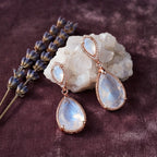 Moonlight Opal Rose Gold Teardrop Earrings