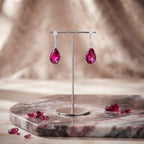Ruby Radiance Teardrop Crystal Drop Earrings