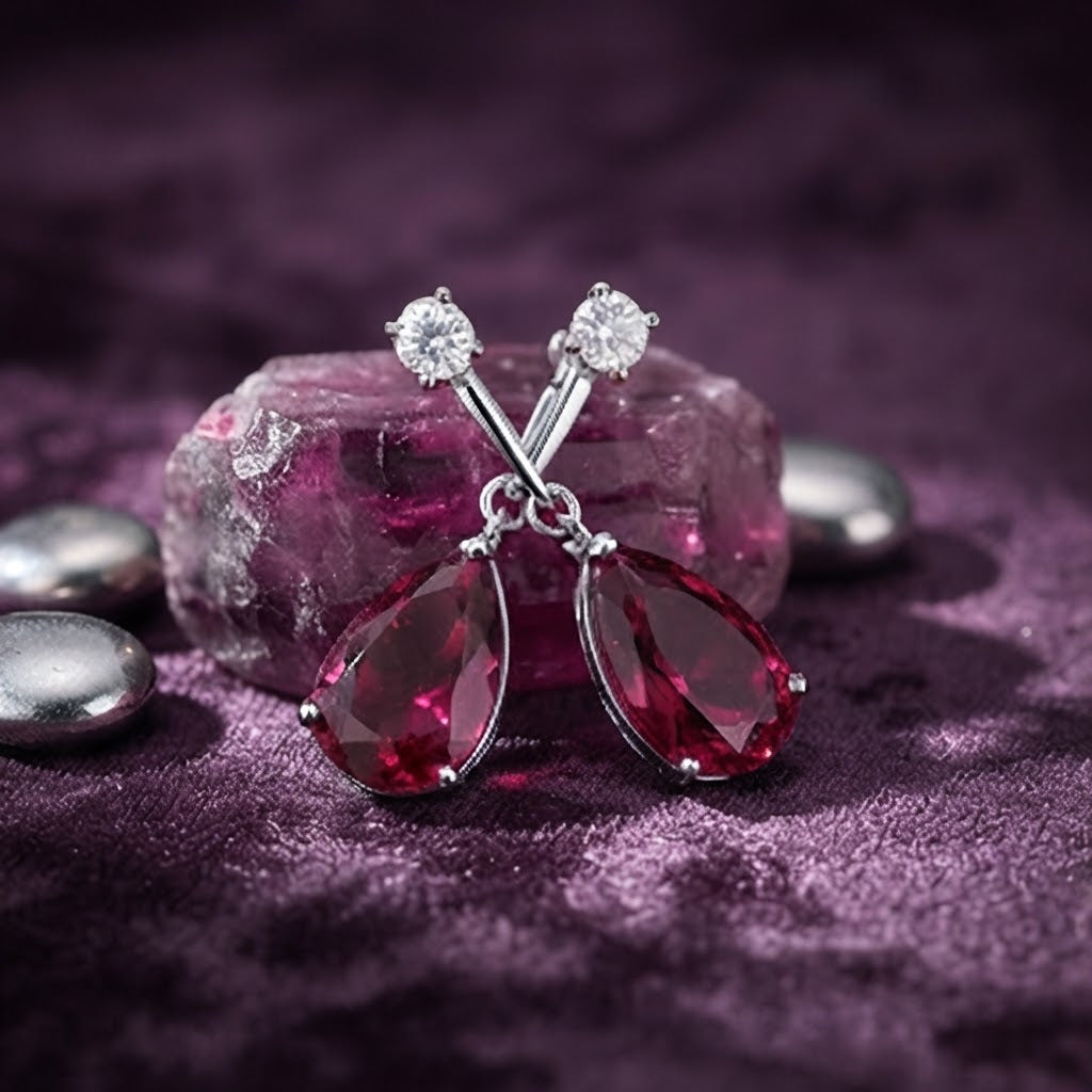 Ruby Radiance Teardrop Crystal Drop Earrings