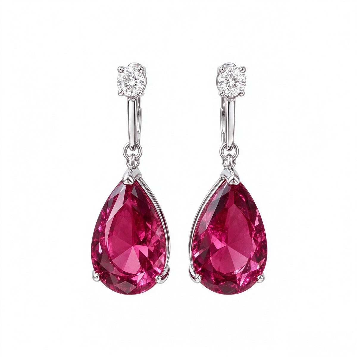 Ruby Radiance Teardrop Crystal Drop Earrings