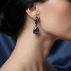 Black Teardrop Crystal Elegance Earrings