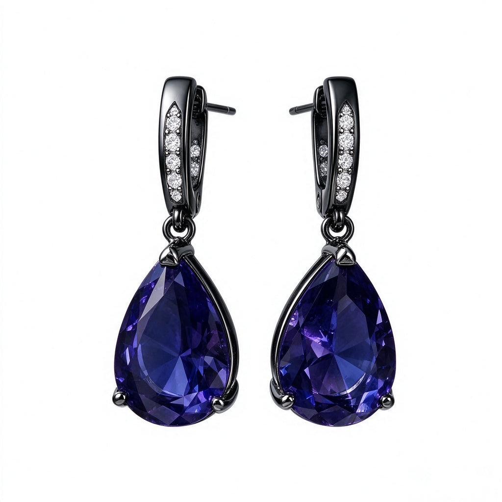 Black Teardrop Crystal Elegance Earrings
