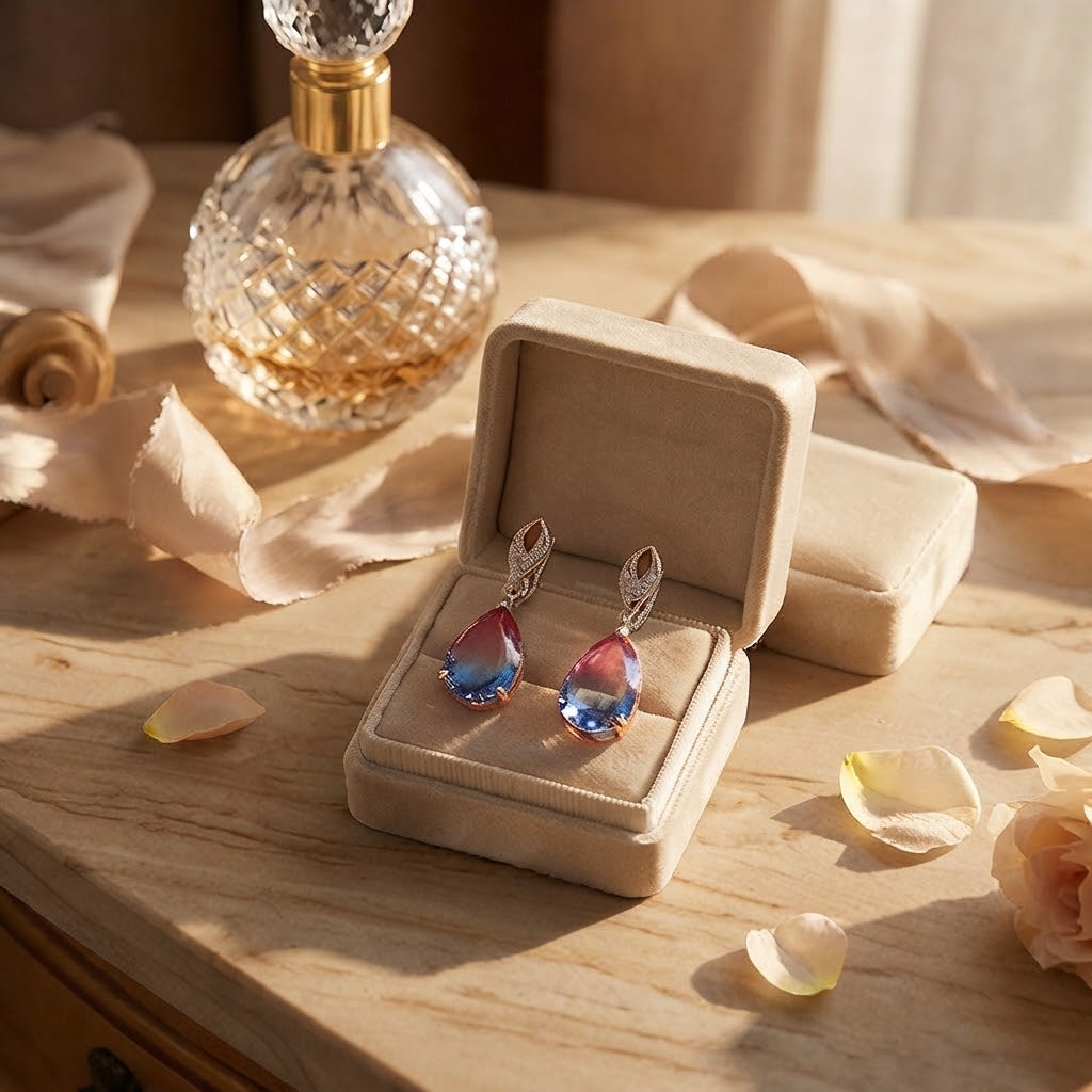 Aurora Gradient Teardrop Crystal Drop Earrings