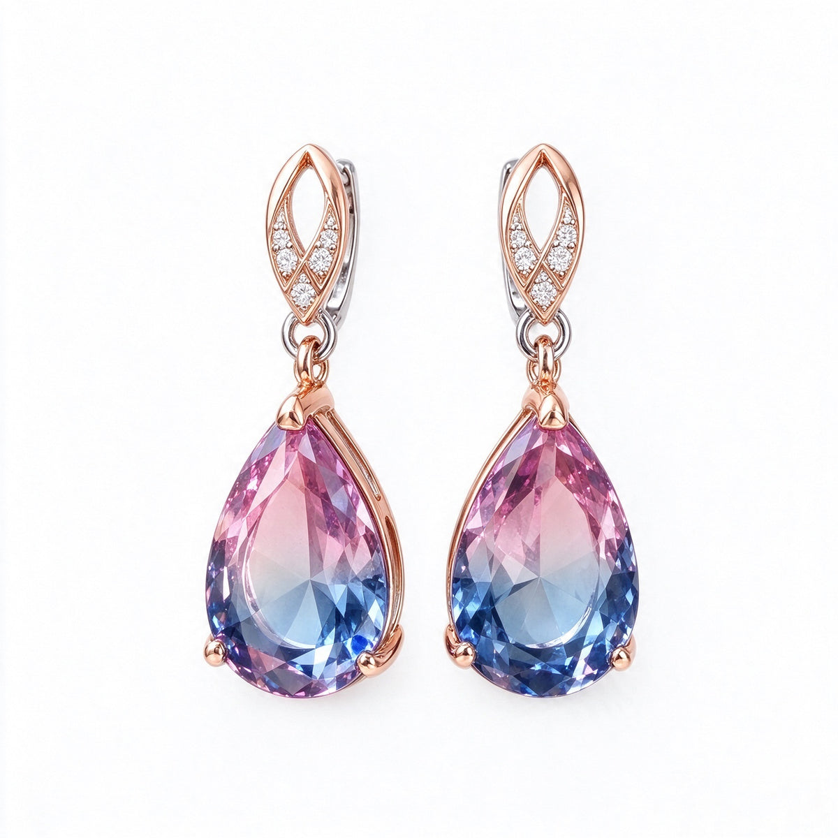 Aurora Gradient Teardrop Crystal Drop Earrings