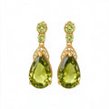 Olive Green Teardrop Crystal Vintage Drop Earrings