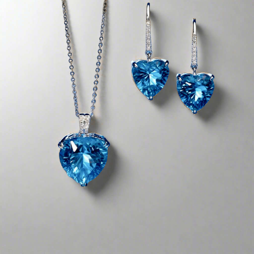 Celestial Sapphire Heart Jewelry Set - Seraph Luxe