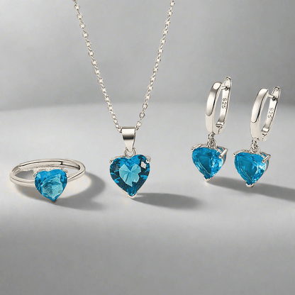 Celestial Sapphire Heart Jewelry Set - Seraph Luxe