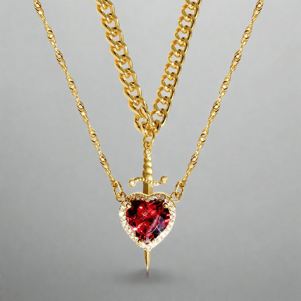 Heart & Sword Pendant Necklace - Seraph Luxe