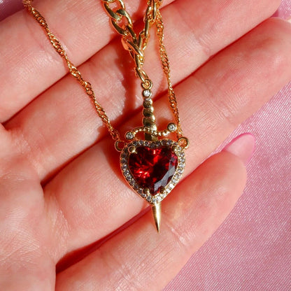 Heart & Sword Pendant Necklace - Seraph Luxe