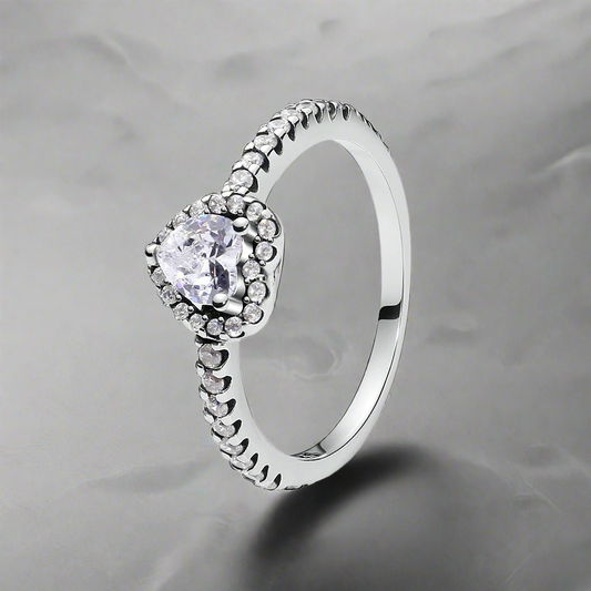 Front view of the Radiance Wishbone Ring in sterling silver with a zircon centerpiece and pave setting.