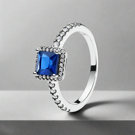 Close-up view of the Sapphire Vintage Silver Ring showcasing the stunning sapphire gemstone and sterling silver band.